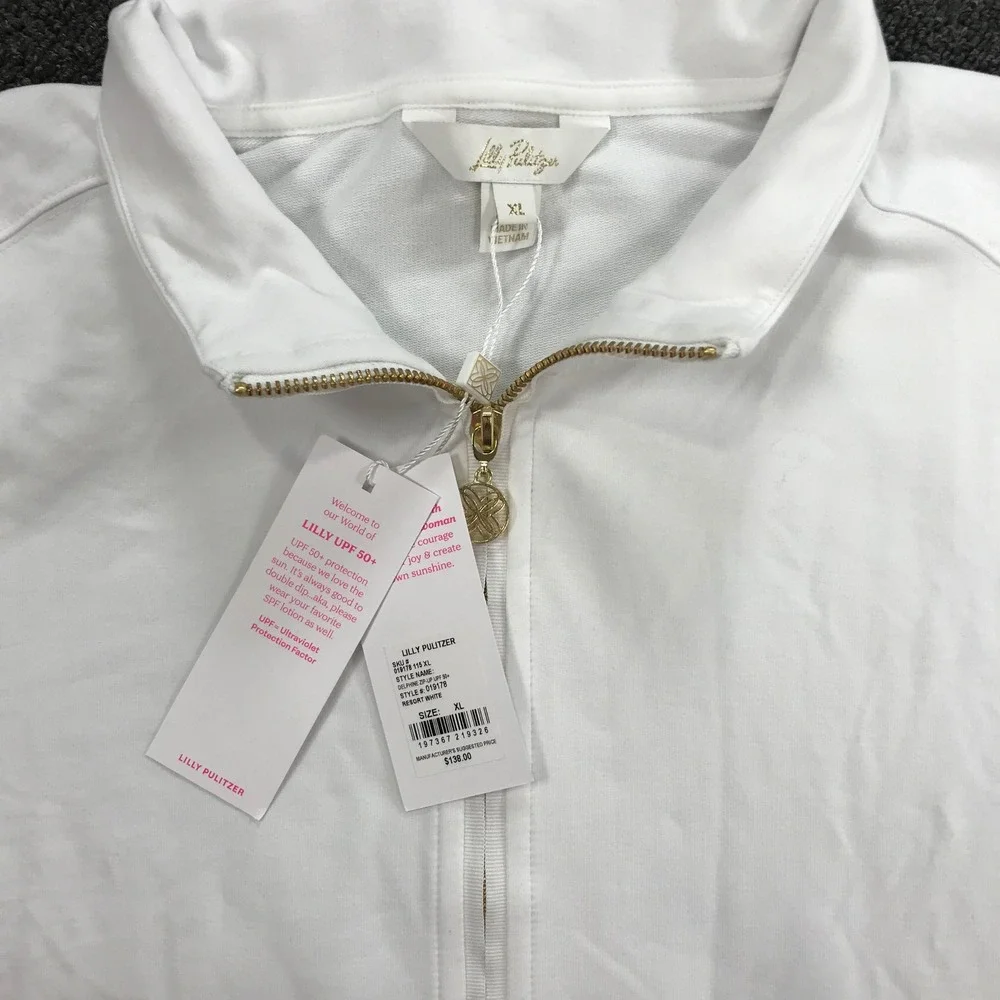 Lilly Pulitzer Delphine Zip Up UPF 50+ Jacket Resort White XL 019178 - Picture 4 of 8